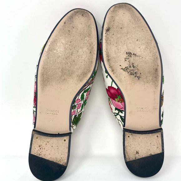 Gucci Princetown Mule Floral Canvas Slipper Loafer Slip On Horsebit Shoe EU 37 - Picture 8 of 11